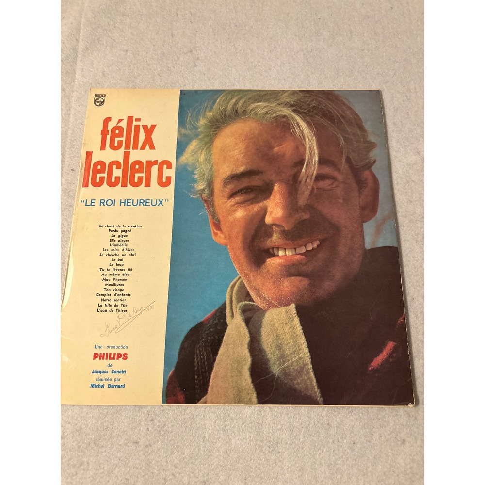 Felix Leclerc‎ Le Roi Heureux Vinyl LP Mono Philips B 77.389 L Good French Folk